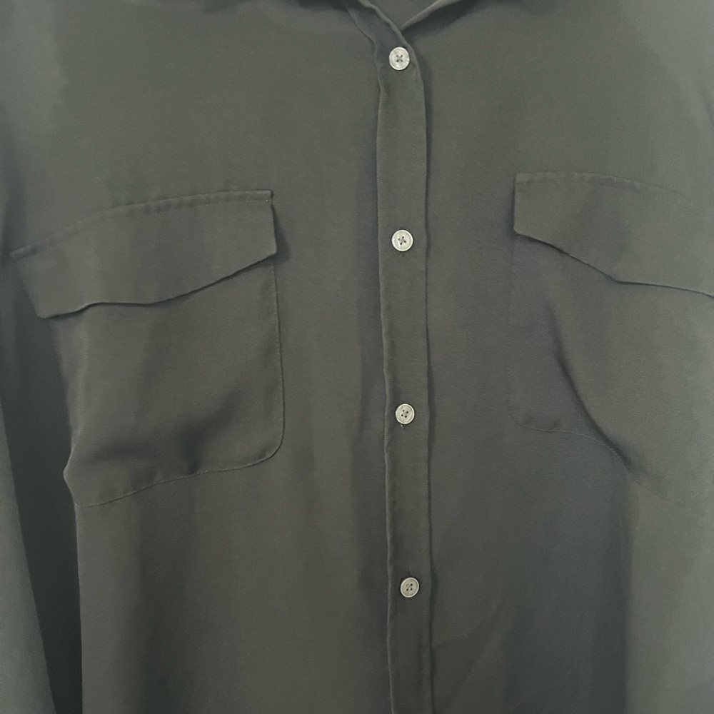 LOFT Women's Black Button Down Shirt - Picture 3 of 5